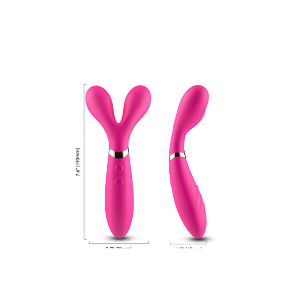 Vibromasseur Wand  rose en forme de Y avec 3 moteurs 